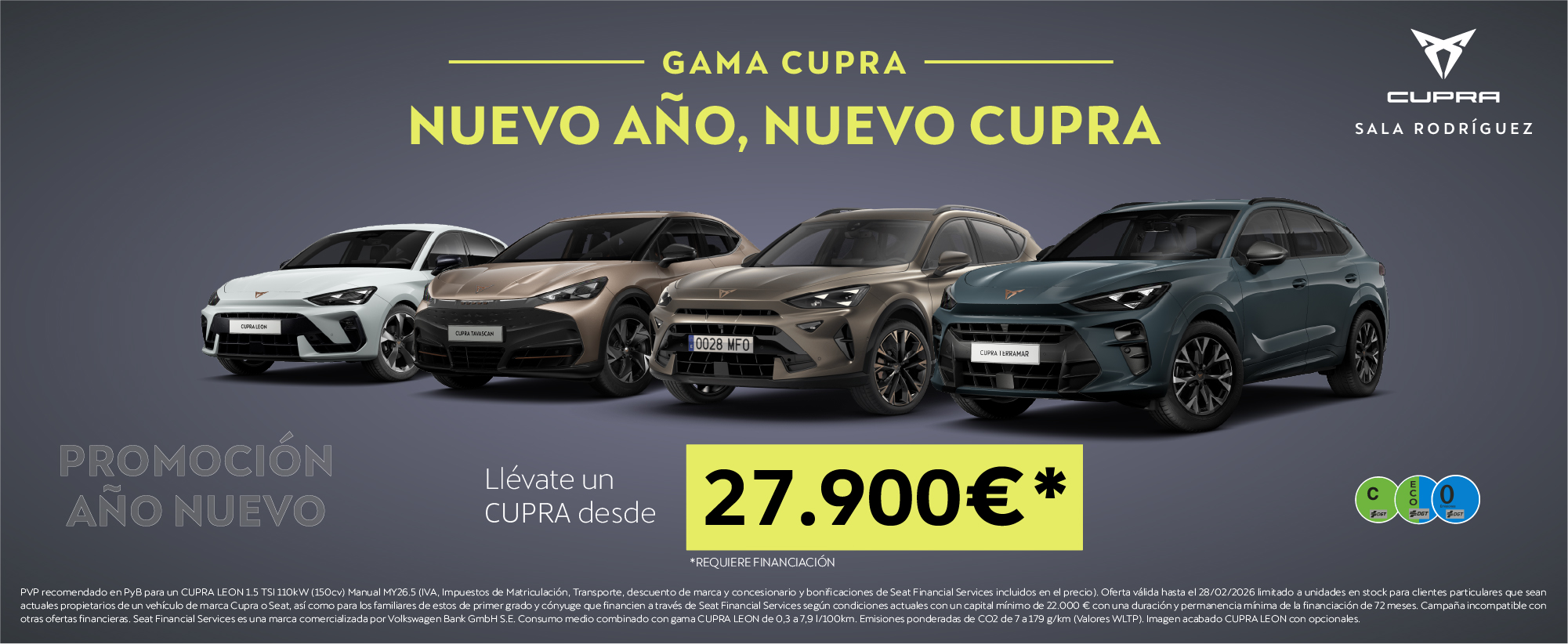 ¡Promoción de año nuevo! Gama CUPRA 2026 desde 27.900€